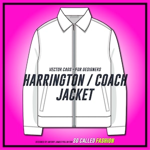 vector mens Harrington / coach jacket, SVG, flat sketch, digital download for use with Adobe Illustrator