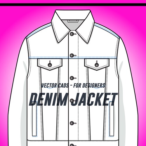 Vector Denim Jacket Flat Sketch for Adobe Illustrator Etsy