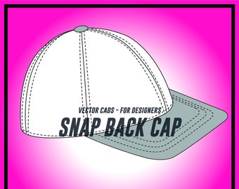 vector snapback cap, SVG, flat sketch, digital download for use with Adobe Illustrator, baseball cap