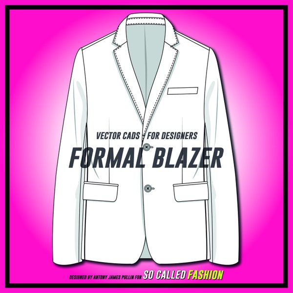 mens vector Blazer, SVG,  suit jacket, for adobe illustrator flat technical drawing, blazer smoking jacket