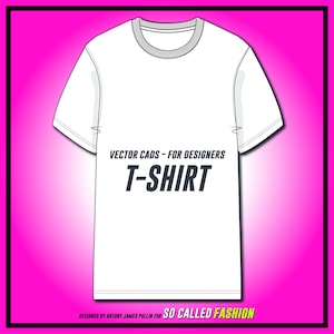 T-shirt - SVG - CAD vettoriale - disegno tecnico della maglietta da uomo, schizzo piatto, per Adobe Illustrator