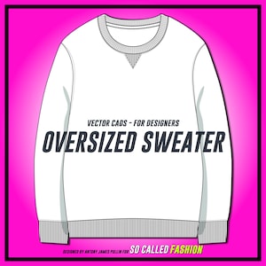 Oversized Pullover - SVG - Vektor CAD - unisex Hoodie, technische Zeichnung, flache Skizze, für Adobe Illustrator