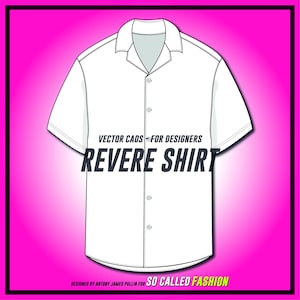 vector Revere Shirt, SVG flat sketch, for Adobe Illustrator casual shirt revere collar