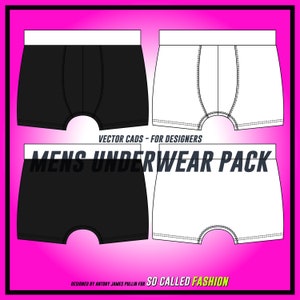 Mens Underwear Pack SVG Vector CAD Mens Boxers, Mens Briefs