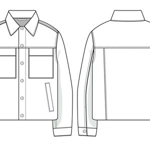 Vector Denim Jacket, Flat Sketch, for Adobe Illustrator Western Jacket ...