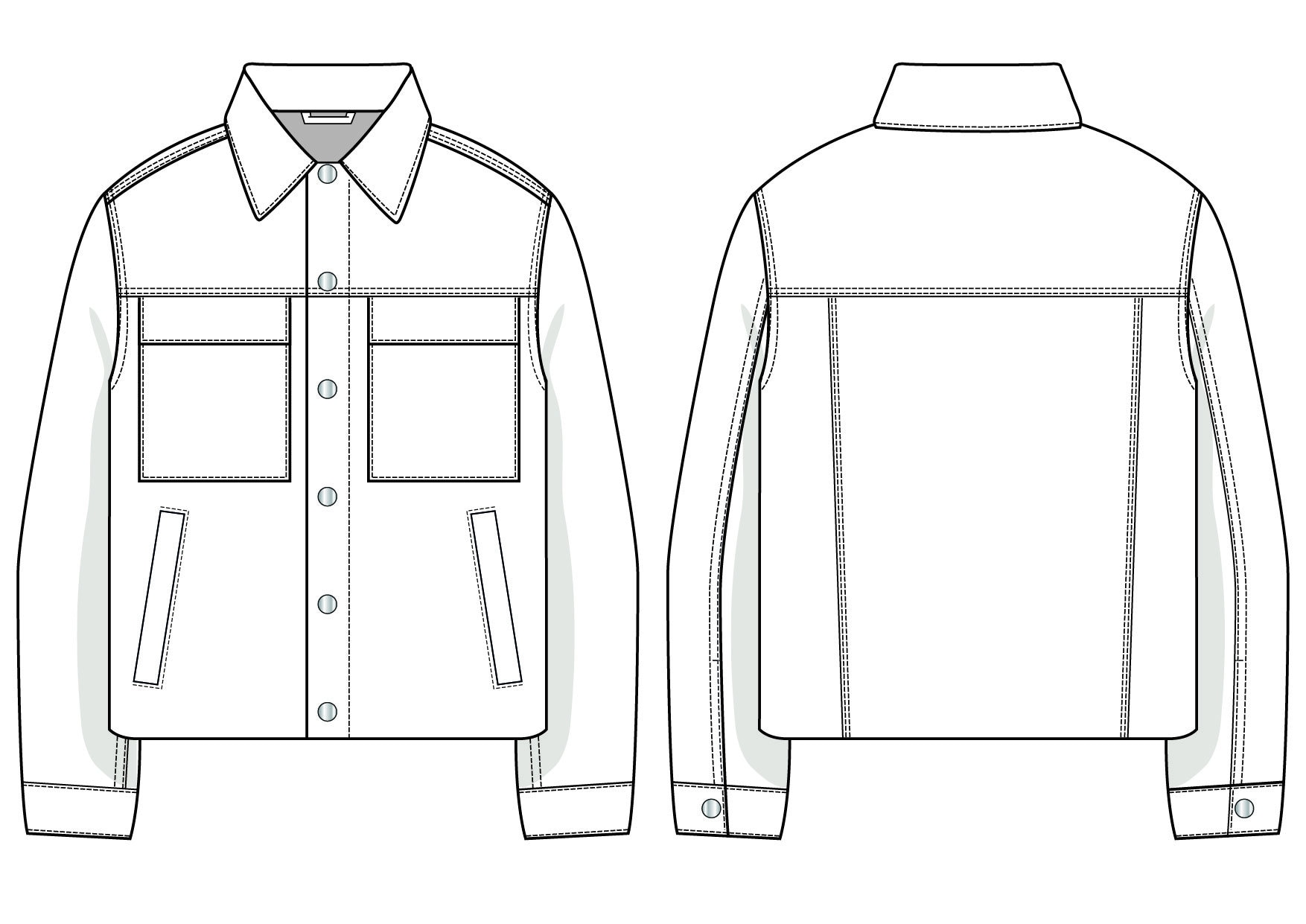 Vector Denim Jacket Flat Sketch for Adobe Illustrator - Etsy UK