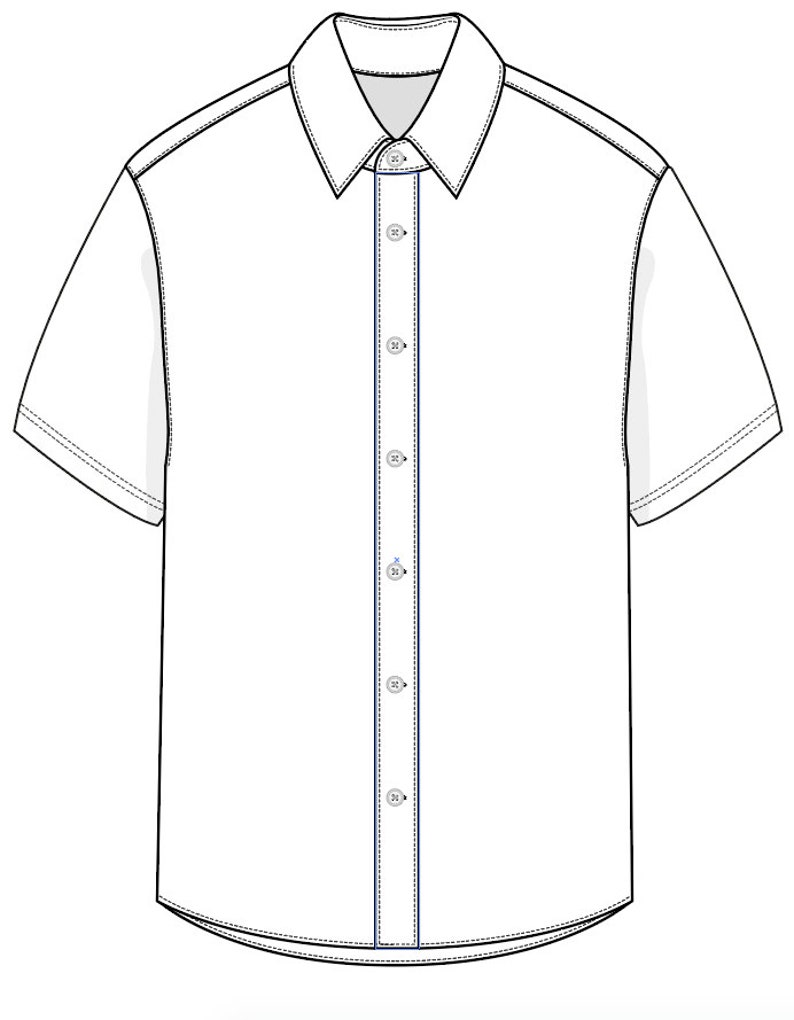 Short Sleeve Shirt SVG Vector CAD Menswear Button-up Shirt - Etsy UK