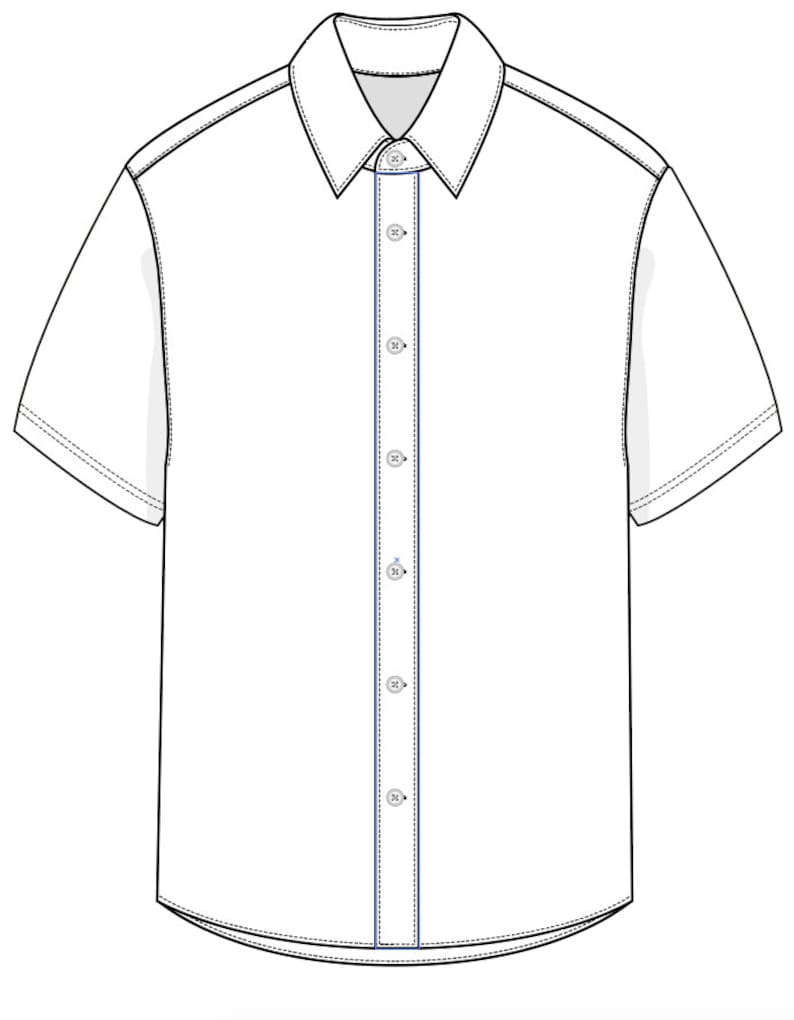 Short Sleeve Shirt SVG Vector CAD Menswear Button-up Shirt - Etsy UK