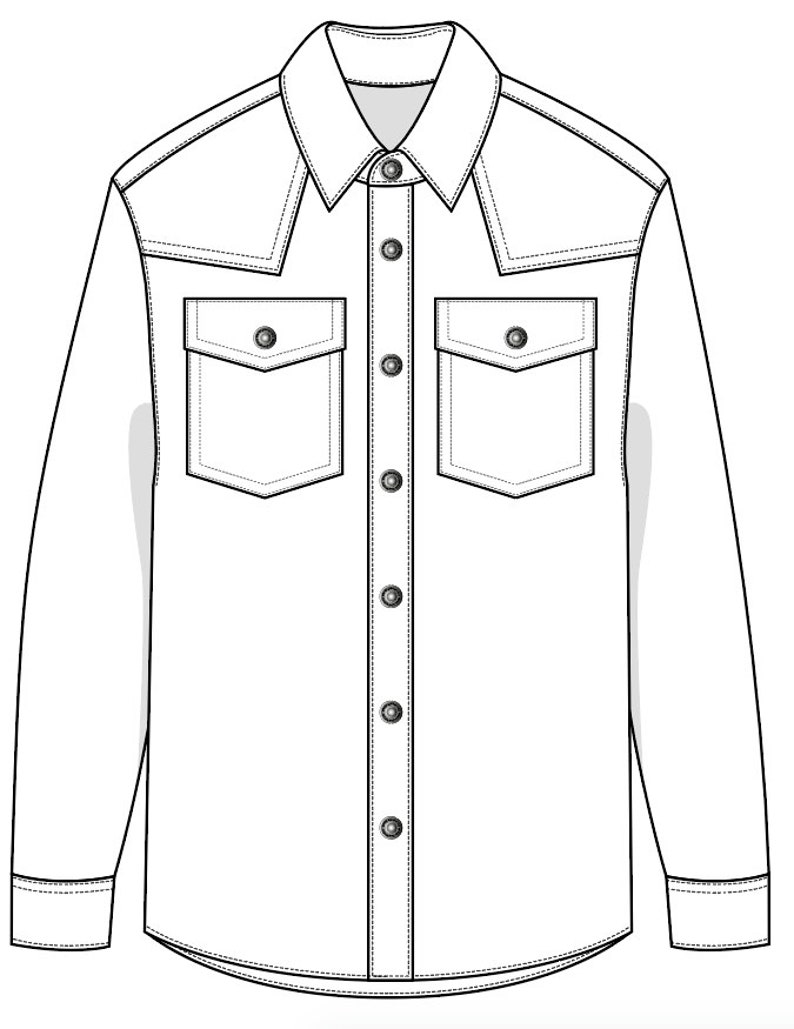 Download Mens denim Shirt SVG for Adobe Illustrator western shirt ...