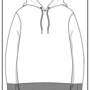 oversized Hoodie SVG Vector CAD unisex hoodie, technical drawing, flat sketch, for Adobe Illustrator, image 2