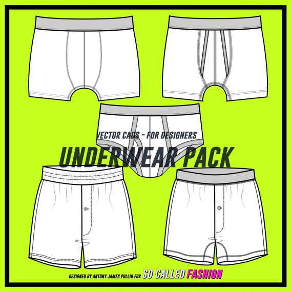 Mens Underwear Pack SVG Vector CAD Mens Boxers Mens - Etsy