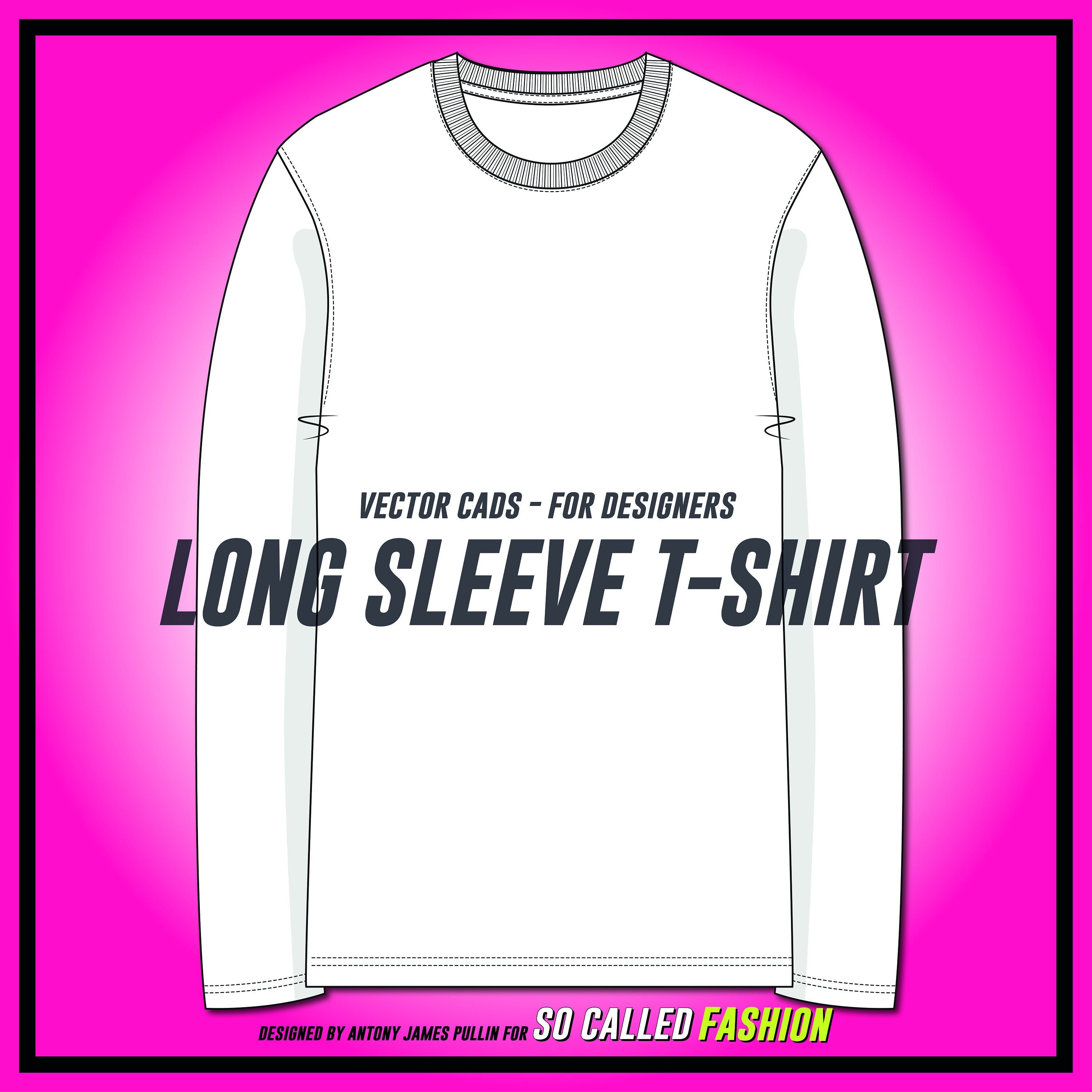 Long Sleeve T-shirt - SVG - Vector CAD - Mens Tshirt