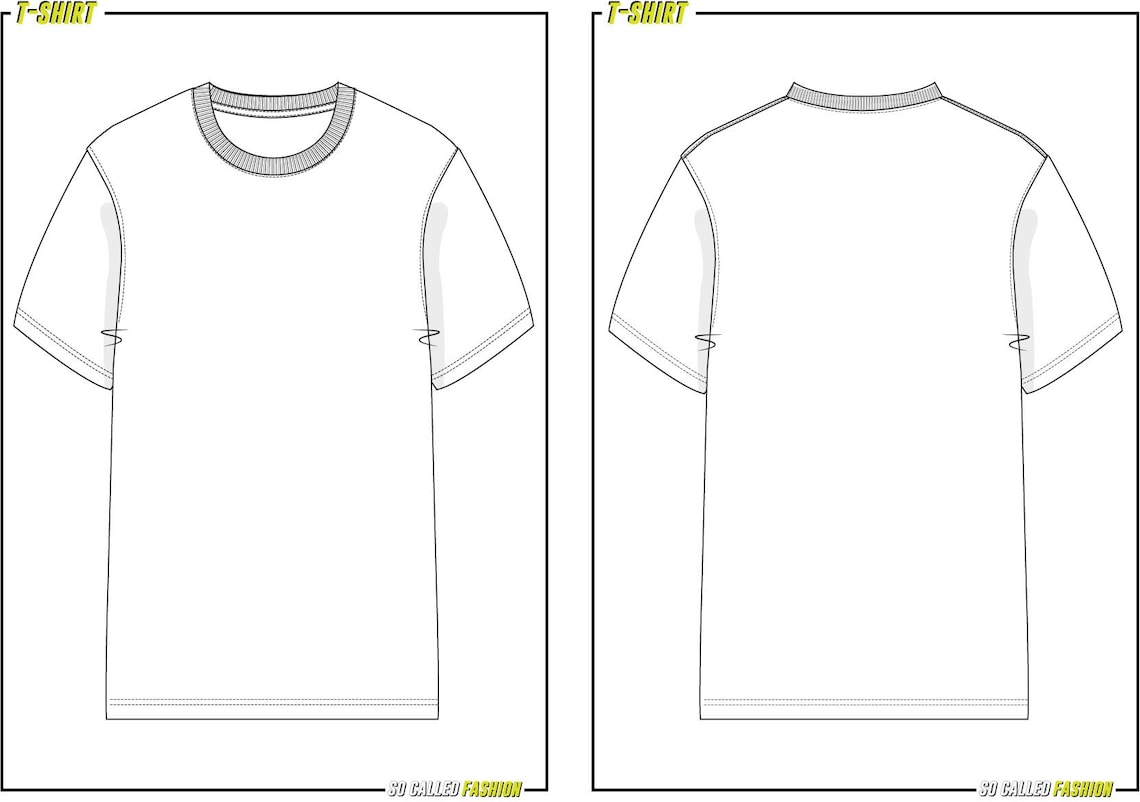 T-shirt SVG Vector CAD Mens Tshirt Technical Drawing, Flat Sketch, for ...