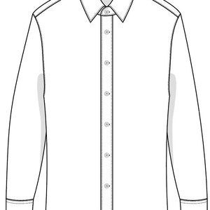 Formal Fitted Shirt SVG Vector CAD Mens Shirt Technical Drawing, Flat ...