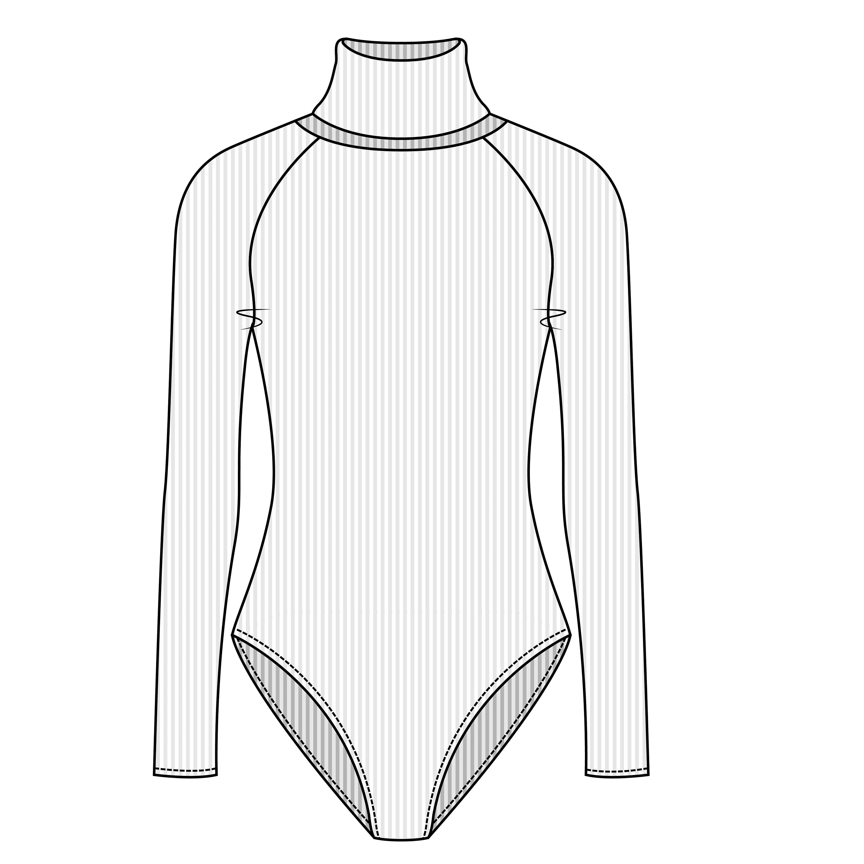 Womens Roll Neck Bodysuit, Vector Flat Sketch for Adobe Illustrator