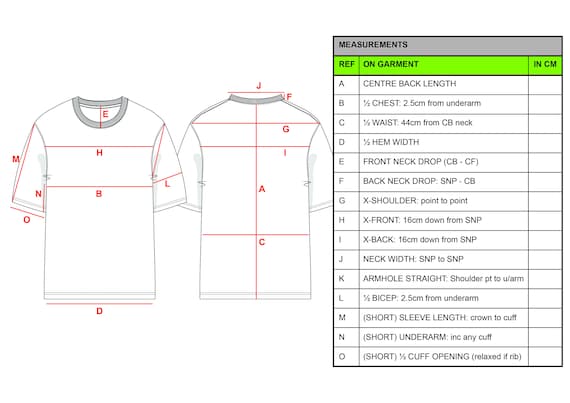 Complete Measurement Guide for T-shirts and Clothing for the Apparel  Industry, Fashion Designing and Fashion CAD Fashion Design Templates 