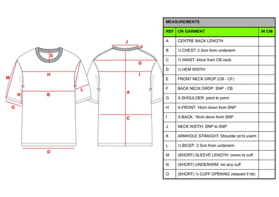 Complete Measurement Guide for T-shirts and Clothing for the Apparel  Industry, Fashion Designing and Fashion CAD Fashion Design Templates 