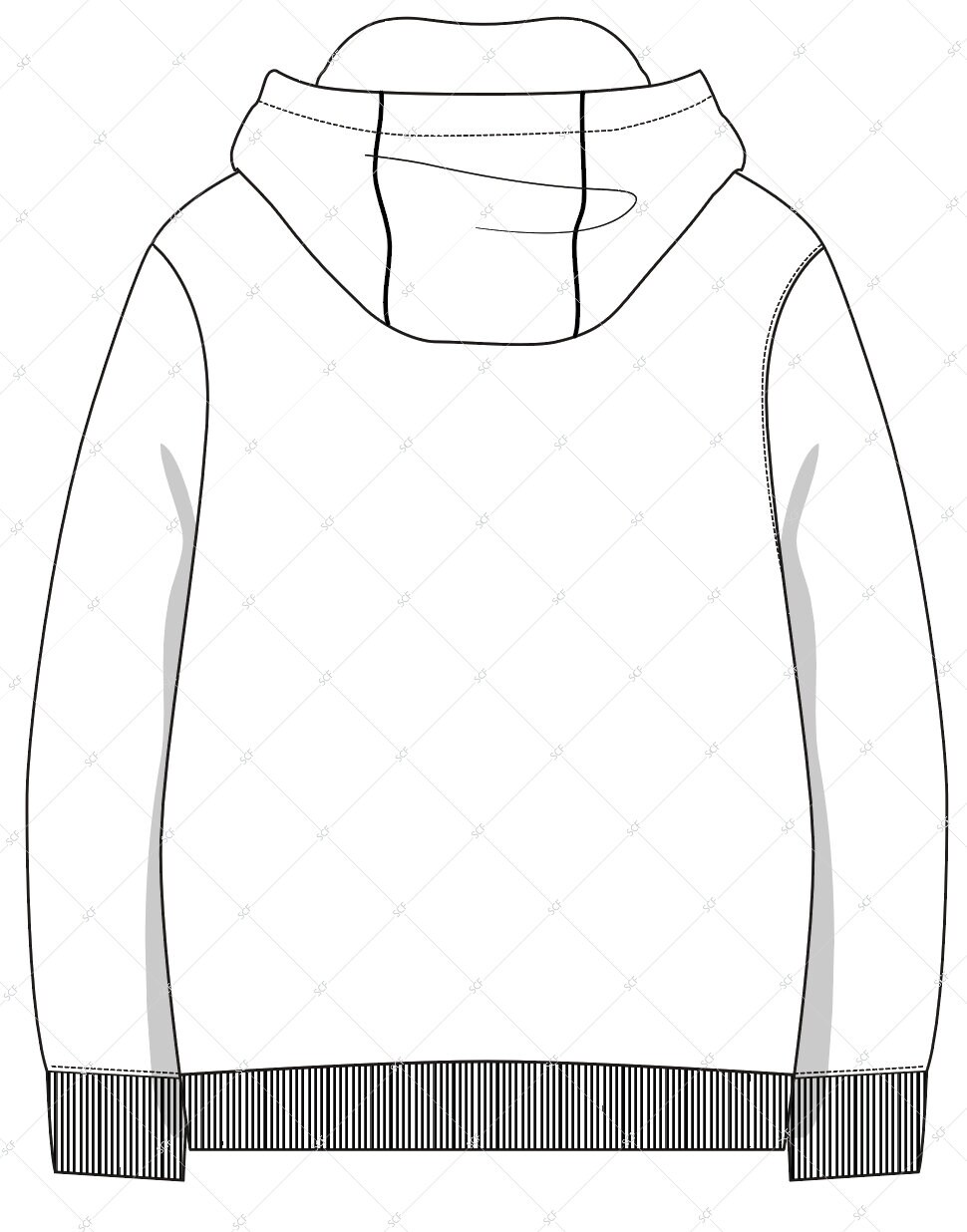 Zip Through Hoodie - SVG - Vector CAD - Unisex Hoodie