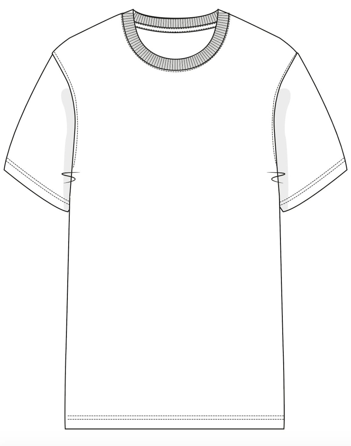 T-shirt SVG Vector CAD Mens Tshirt Technical Drawing, Flat Sketch, for ...
