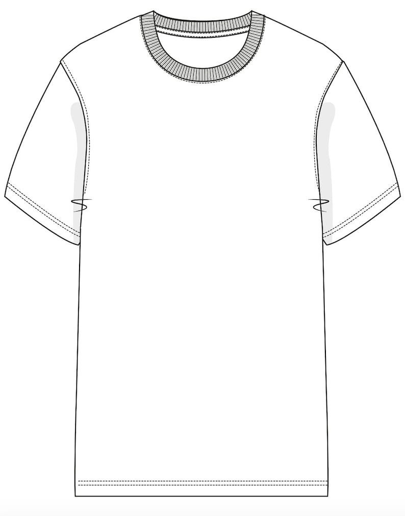 SVG Vector CAD T-shirt flat sketch mens tshirt technical drawing for