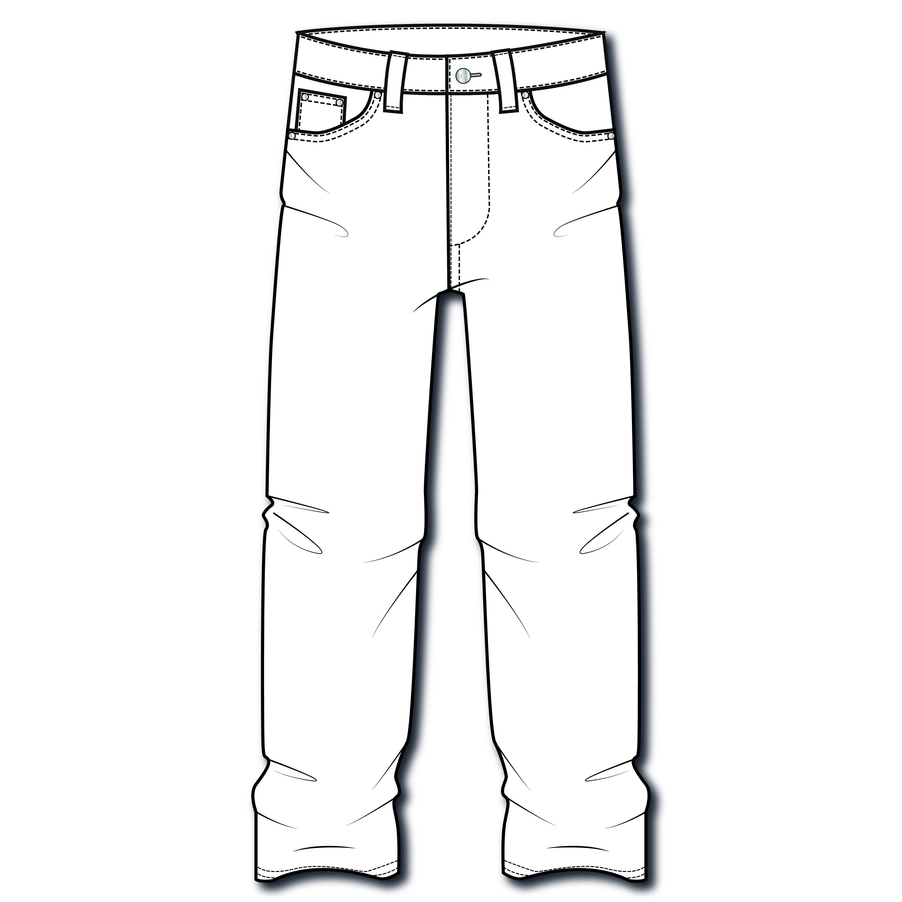 Vector Relaxed Denim Jeans, Flat Sketch, for Adobe Illustrator, Baggy ...