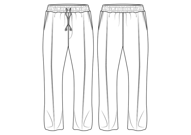 Vector Relaxed Pant Baggy Bottoms Flat Sketch for Adobe - Etsy UK