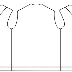 May include: A black and white line drawing of a vest pattern with two pockets and a button closure.