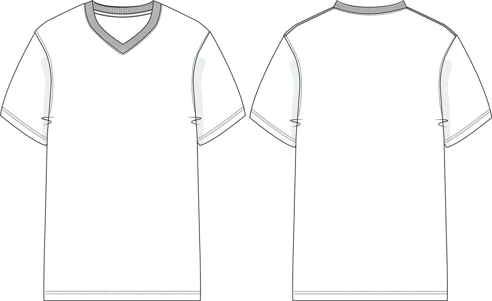 V Neck Tshirt SVG Vector CAD Mens V Neck Tshirt Technical Drawing