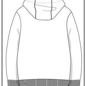 oversized Hoodie SVG Vector CAD unisex hoodie, technical drawing, flat sketch, for Adobe Illustrator, image 3