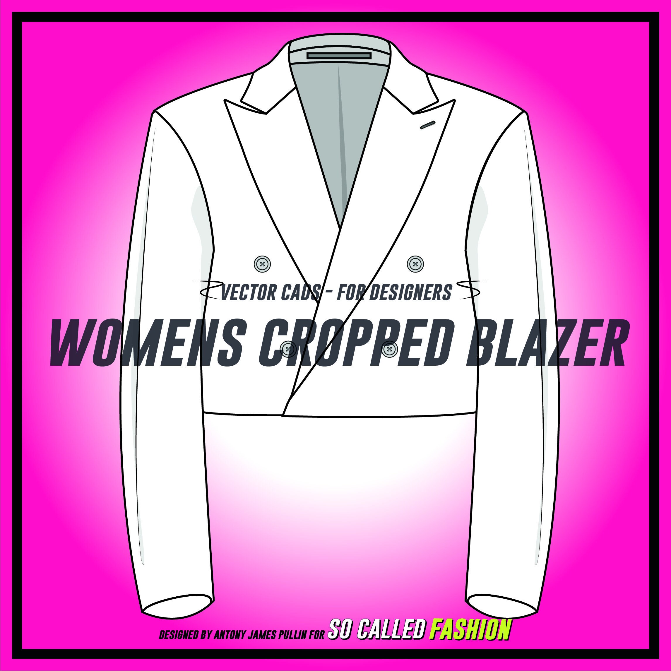 Womens Cropped blazer vector flat sketch for Adobe Etsy