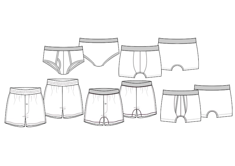 Mens Underwear Pack SVG Vector CAD Mens Boxers, Mens Briefs, Underwear ...