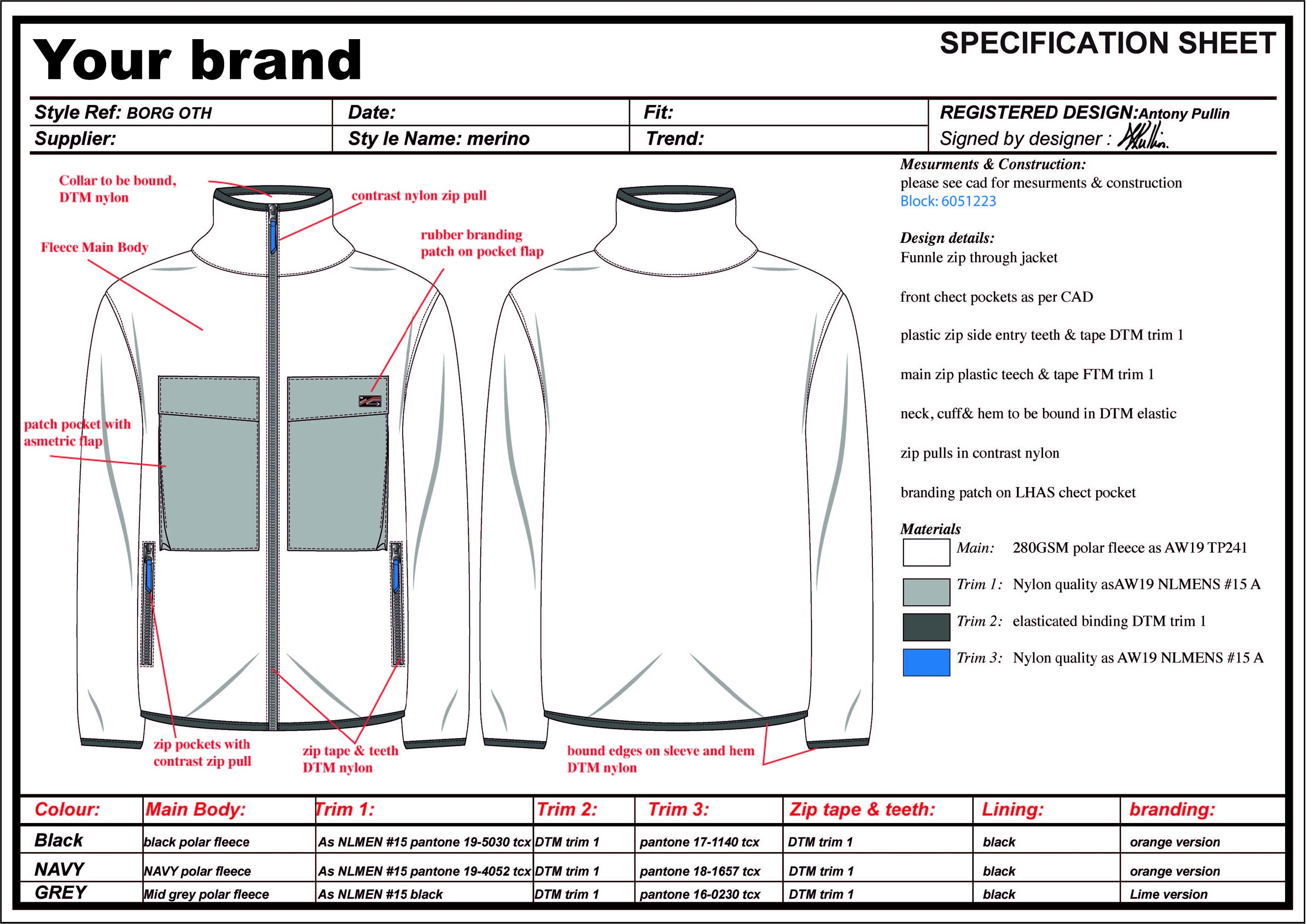 Custom Fashion Technical Drawing and Full Factory Spec, Fashion CAD ...