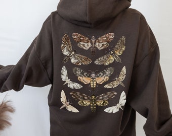 Cottagecore Moth Hoodie, Moth Hoodie, Moth Sweater, Moth Shirt, Cottagecore Hooded Sweatshirt, Aesthetic Moth Hoodie, Goblincore Hoodie