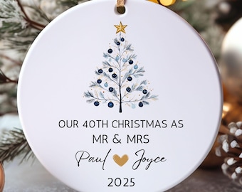 Personalized 40th Anniversary Ornament Our 40th Christmas as Mr and Mrs Ornament Milestone Anniversary Gift for Wife