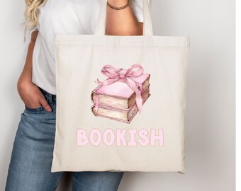 Bookish Tote Bag Coquett Reading Book Club Tote Bag Coquett Bookish Cotton Canvas Tote Bag Girly Coquetteful Book Lover Tote Bag