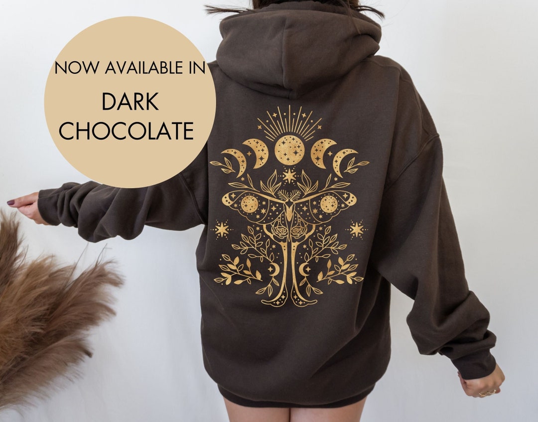 Luna Moth Hoodie Luna Moth Clothing Moon Phases Mystic Moon and Moth Sweatshirt Celestial Hoodie Witchy Moth Goblincore Hoodie Etsy