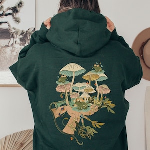 Witchy Goblincore Hoodie, Mushroom Hoodie, Frog Hoodie, Green Witch Hoodie, Goblincore Aesthetic, Frog Lover Hoodie, Witchy Clothing