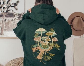 Witchy Goblincore Hoodie, Mushroom Hoodie, Frog Hoodie, Green Witch Hoodie, Goblincore Aesthetic, Frog Lover Hoodie, Witchy Clothing