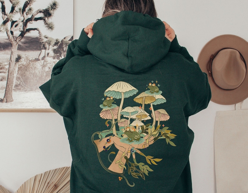 Witchy Goblincore Hoodie, Mushroom Hoodie, Frog Hoodie, Green Witch Hoodie, Goblincore Aesthetic, Frog Lover Hoodie, Witchy Clothing