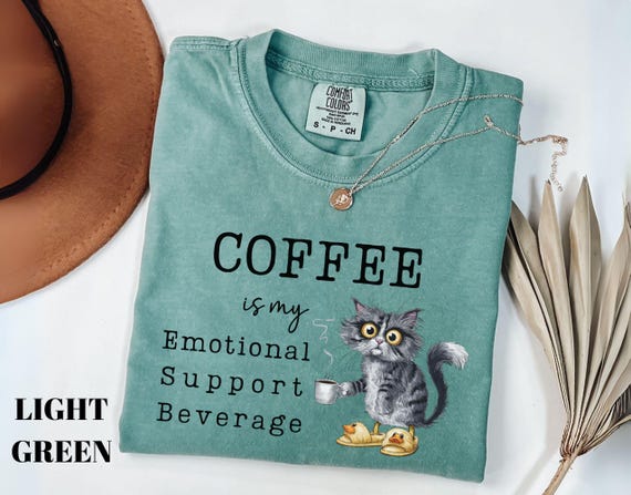 Funny Coffee Cat Shirt Emotional Support Beverage Coffee Lovers Tshirts