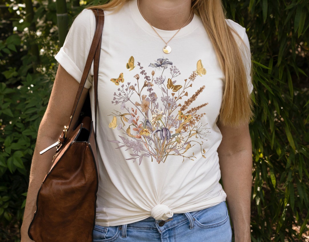 Wild Flower Shirt, Cottagecore Flowers Tshirt, Pressed Flowers Tshirt ...