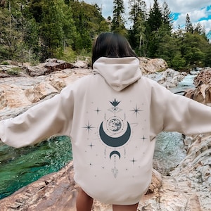 Witchy Celestial Moon Hoodie, Moon Hoodie Plus Size, Oversized Moon Hoodie, Moon Back Hoodie, Luna Hoodie, Moon Hoodie Plus Size