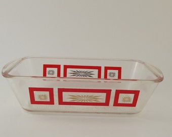 Glasbake Loaf Pan, Red Mid Century/Retro Design, Vintage 1960's