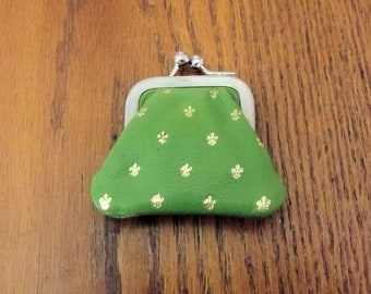 Green Leather Coin Purse, Scuola del Cucio Firenze, Italian, Vintage