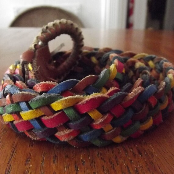 2 Leather Braided Style Belt, Colored, Vintage,  … - image 6