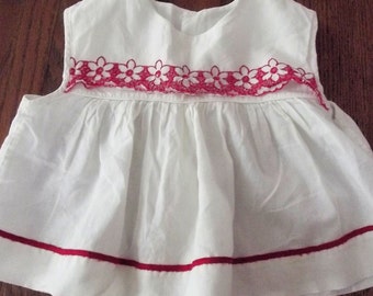 Sundress, White with Red Trim, Toddler, Vintage Retro