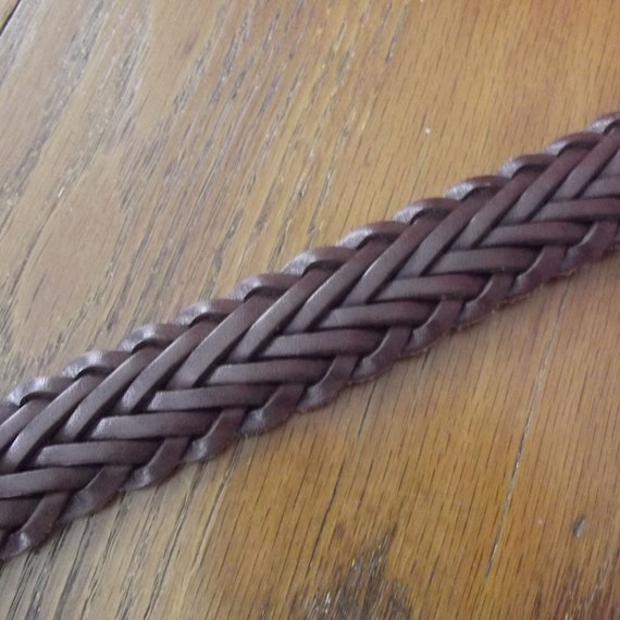 Brown Leather Braided Belt, Full Grain Cowhide, A… - image 3