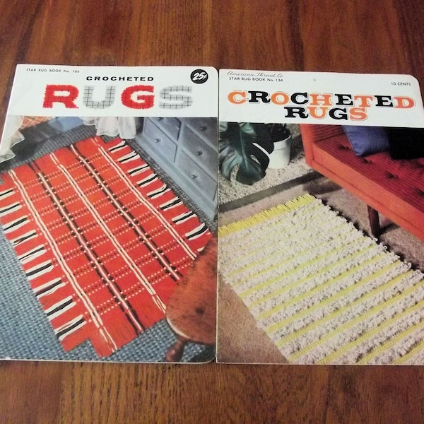 2 Star Rug Books, Crocheted Rugs, #106 & #134, Vintage 1950's-1960's