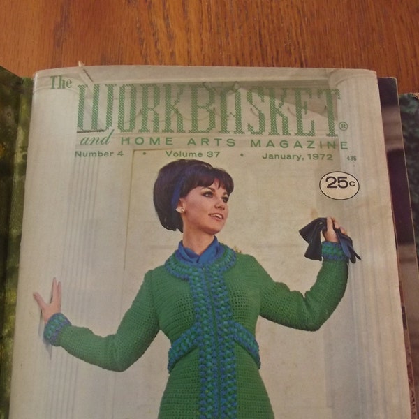 1 Year of The Workbasket and Home Arts Magazine, 1972, in a Binder, Vintage Retro