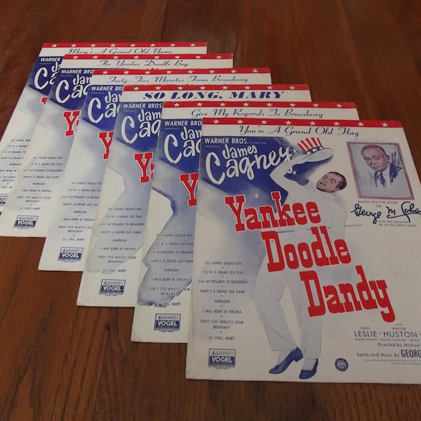 Sheet Music, 1930's, Yankee Doodle Dandy, 6 Different Songs, Vintage 1930's